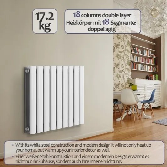 Radiator orizontal Aquamarin, 819 W, 600x614x69 mm