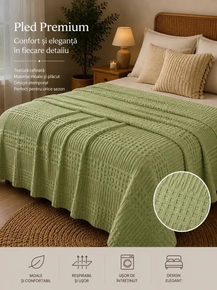 Pled Waffles 100%bumbac (Verde)