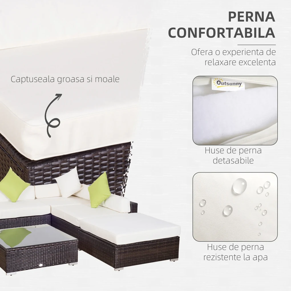 Outsunny Set Mobilier de Grădină 18 Piese din Ratan Sintetic Maro 80x80x50cm | Aosom Romania