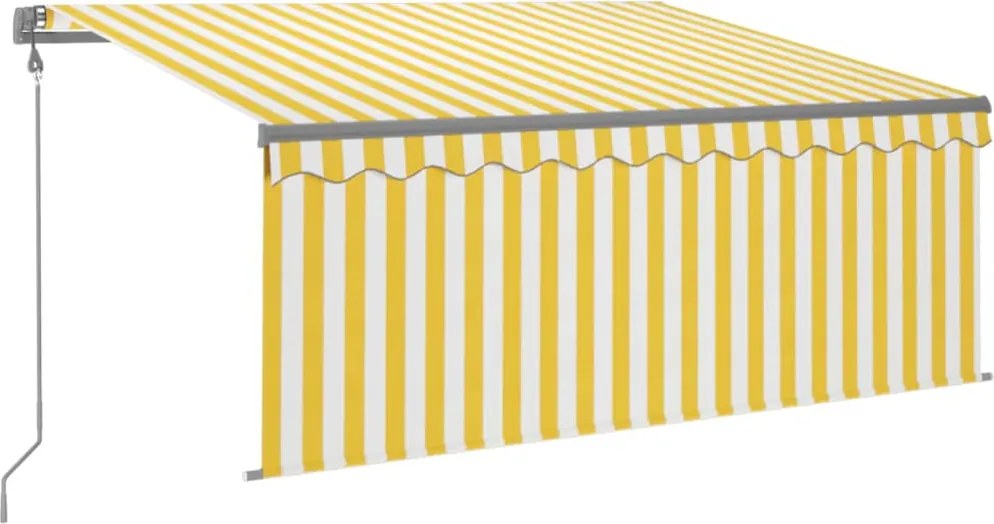 vidaXL Copertină retractabilă automat cu stor, galben&alb, 3,5x2,5 m