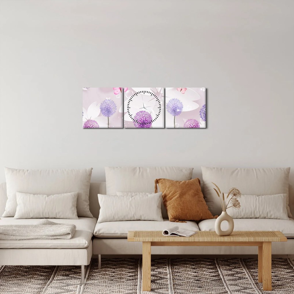 Tablou - Pe râul florilor (cu ceas) (90x30 cm)