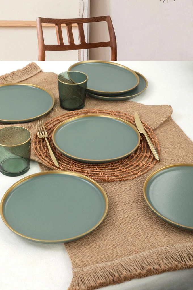 Set farfurii pentru desert Dessert Plate Set, Verde, 22 x 22 cm