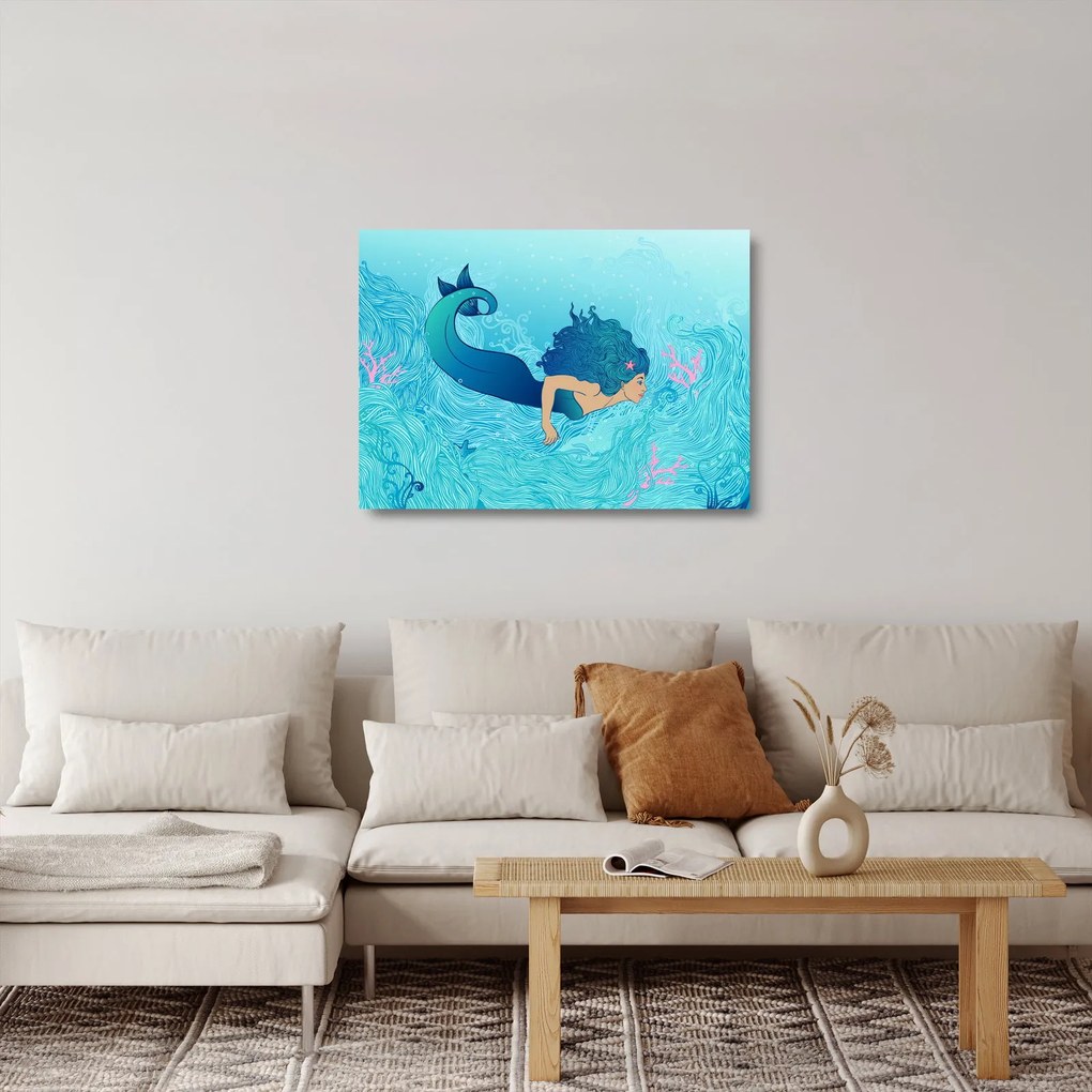 Tablou pe sticlă - Sirena (70x50 cm)
