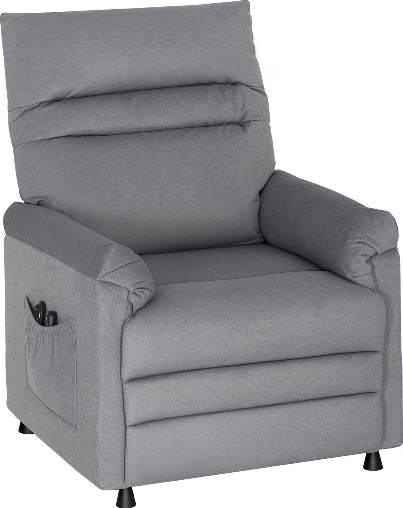 HOMCOM Fotoliu Relaxant Electric de Masaj și Încălzire cu Suport pentru Picioare, Silențios, Reclinabil 150° în Catifea Prietenoasă cu Animalele cu Funcție de Memorare, 2 Telecomenzi pentru Sufragerie, Gri | Aosom Romania