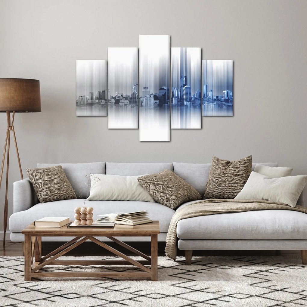 Tablou - Panorama orașului, albastru-gri (150x105 cm)