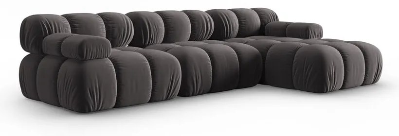 Canapea gri închis cu tapițerie din catifea 285 cm Bellis – Micadoni Home