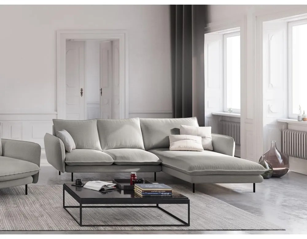 Colțar cu șezlong pe partea dreaptă Cosmopolitan Design Vienna, gri deschis