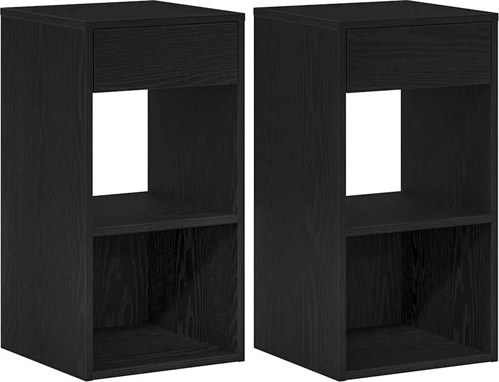 vidaXL Noptiere cu sertar 2 buc stejar negru 35x34x66,5 cm