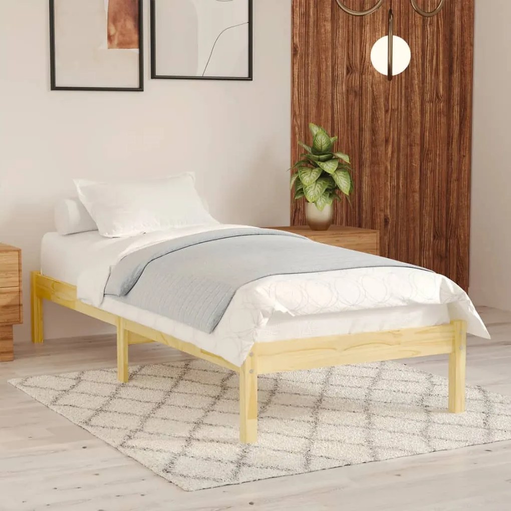 809977 vidaXL Cadru de pat UK Small Single, 75x190 cm, lemn masiv pin