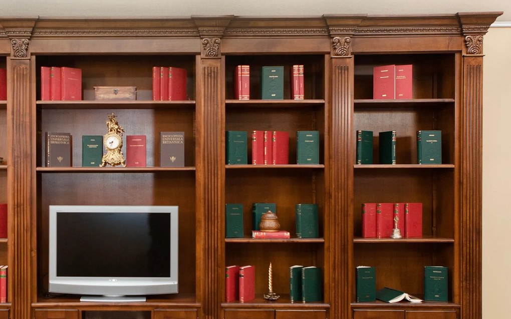 Bibliotecă lemn masiv Augustine, 447 × 41 × 238 cm