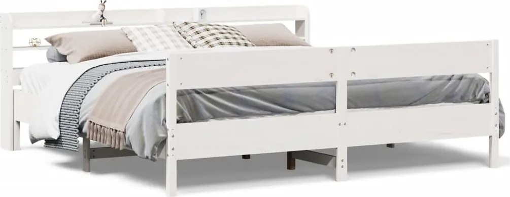 vidaXL Cadru de pat fără saltea, alb, 180x200 cm, lemn masiv pin