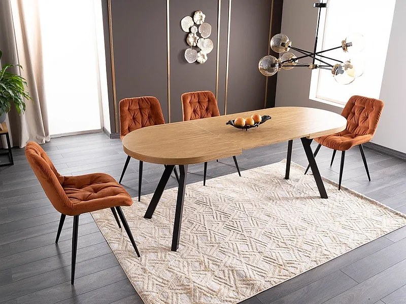 Masă de sufragerie extensibilă 140-272 cm Daphne (stejar + negru) (pentru 8 și mai multe persoane). 1050109