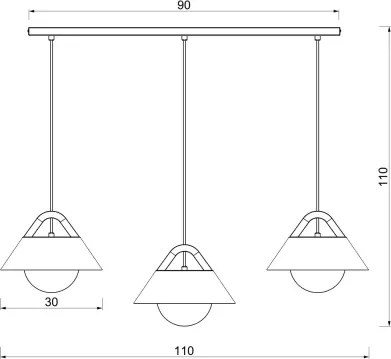 Lustră suspendată pe cablu FUNDA, 3 x E27, 15W, 230V, crem
