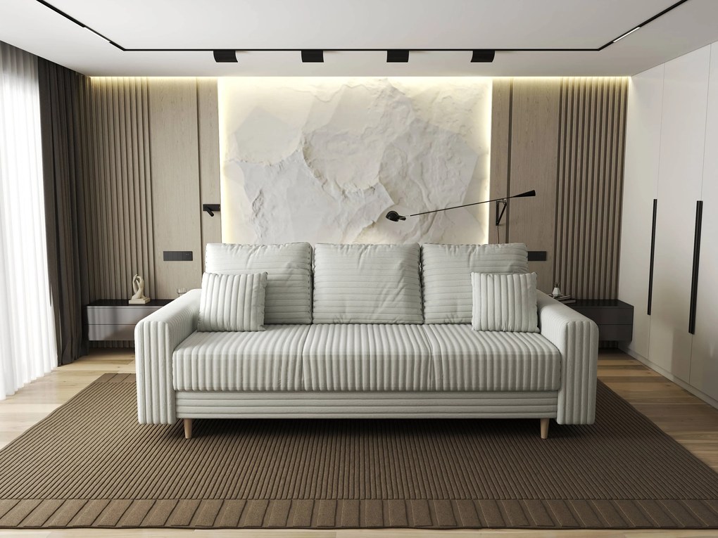 Canapea extensibilă dumonde cu ladă de depozitare si sezut confortabil din spuma high-density, Kronos Ambience Ivory 210x100 cm