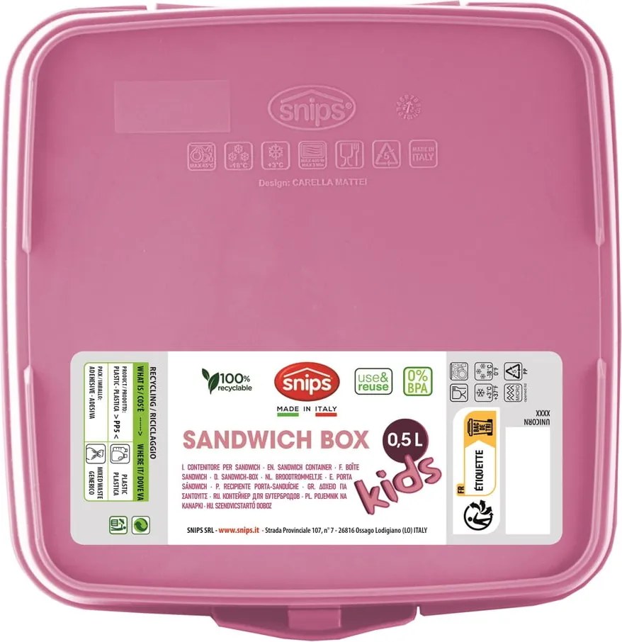 Cutie de gustări pentru copii roz Unicorn – Snips