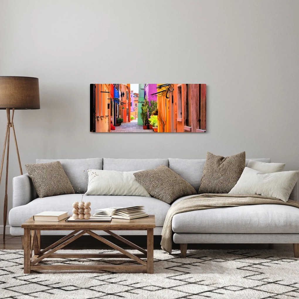 Tablou - Casa colorată în Burano, Veneția (120x50 cm)