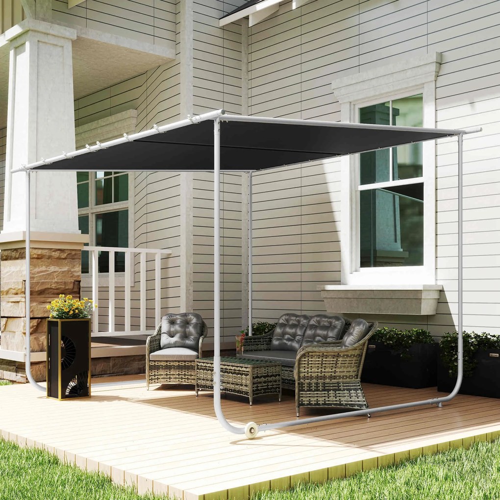 Outsunny Pergola Mobilă 3x3m cu Roți Copertină UV Saci de Nisip Gri | Aosom Romania