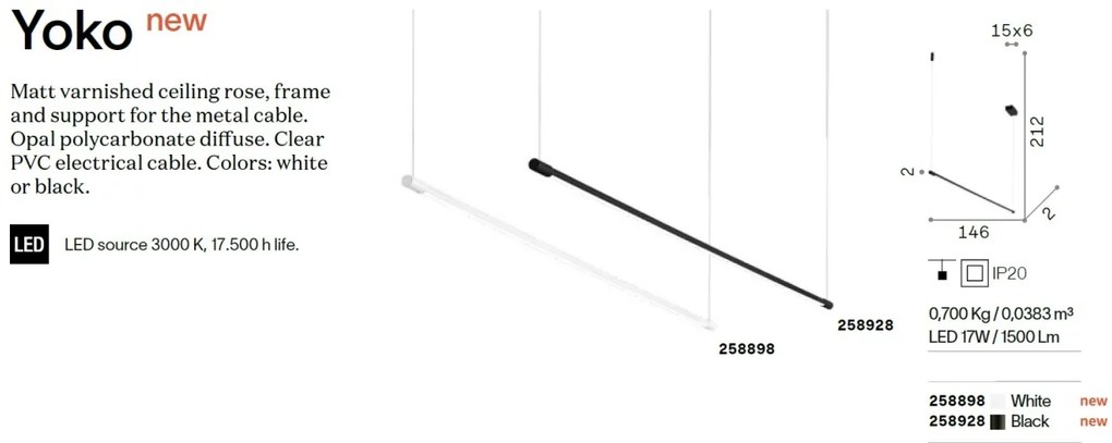 Lustra LED liniara design modern minimalist YOKO SP NERO