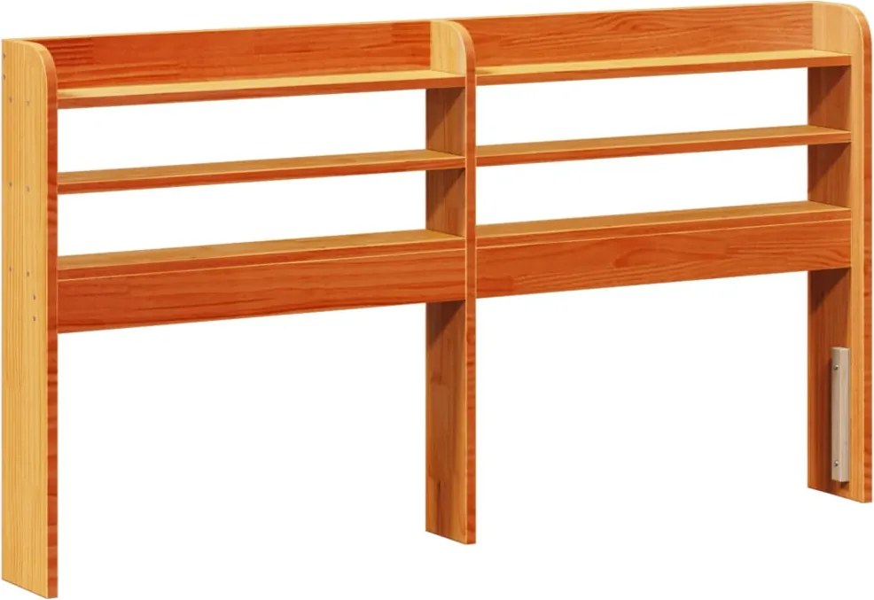 vidaXL Tăblie de pat cu rafturi, maro ceruit, 150 cm, lemn masiv pin