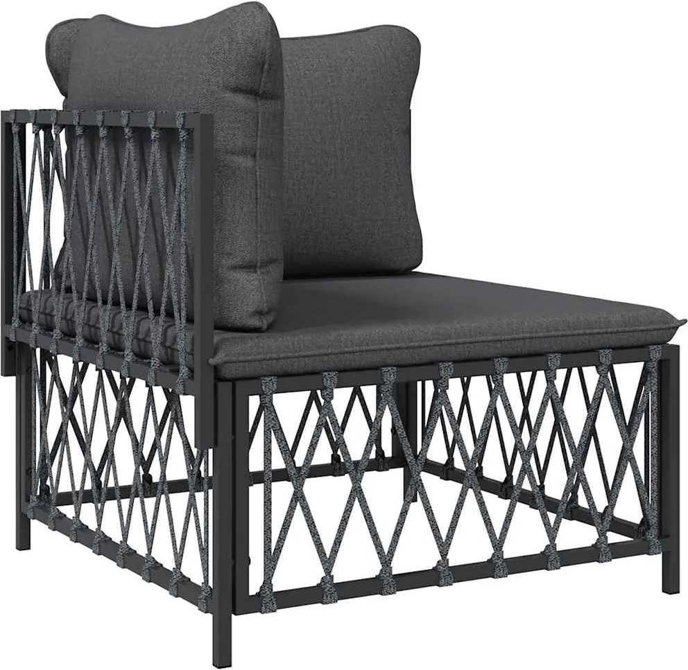 vidaXL Canapea colț pentru grădină cu perne, antracit, material țesut