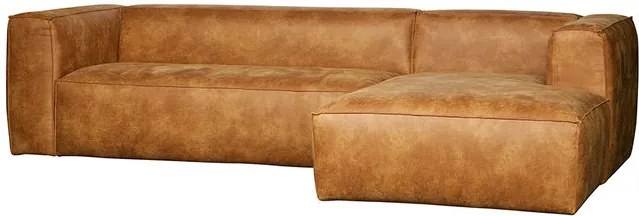 Canapea cu colt maro din piele 305 cm Bean Cognac Right Woood