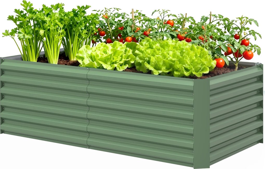 Outsunny Pat de grădină ridicat din oțel galvanizat, cu fund deschis, 180 x 90 x 57,5 cm, verde deschis | Aosom Romania