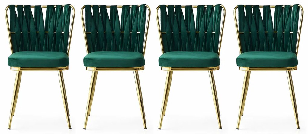 Set de scaune de sufragerie Kusakli Green andGold, 4 buc.