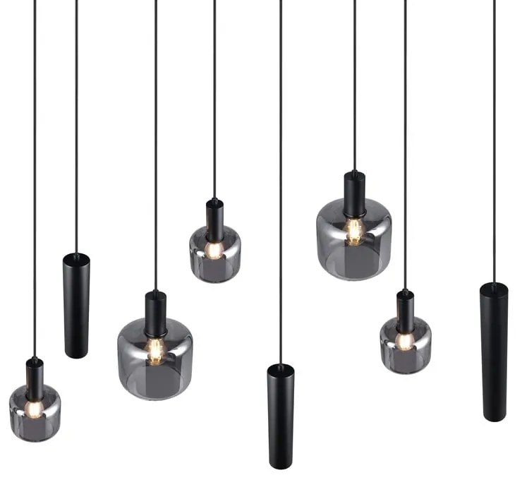 Lustră neagră cu abajur din metal/cu abajur din sticlă Mataro – Trio