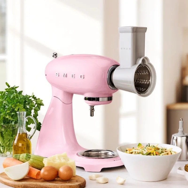 Mixer planetar SMEG SMF03PKEU, 800 W, 4,8 l, 10 viteze, Functie de pornire treptata, Roz