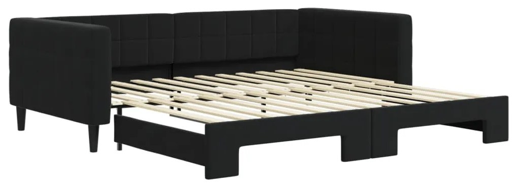 3196702 vidaXL Pat de zi cu extensie, negru, 100x200 cm, catifea