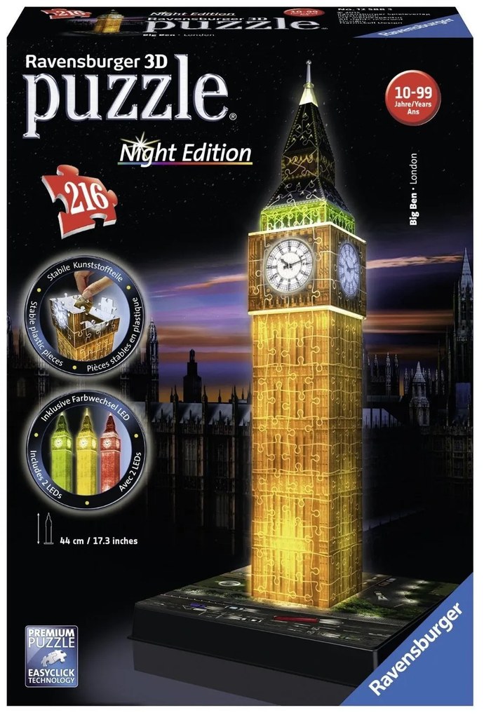 PUZZLE 3D BIG BEN, EDITIE LUMINOASA, 216 PIESE (RVS3D12588)