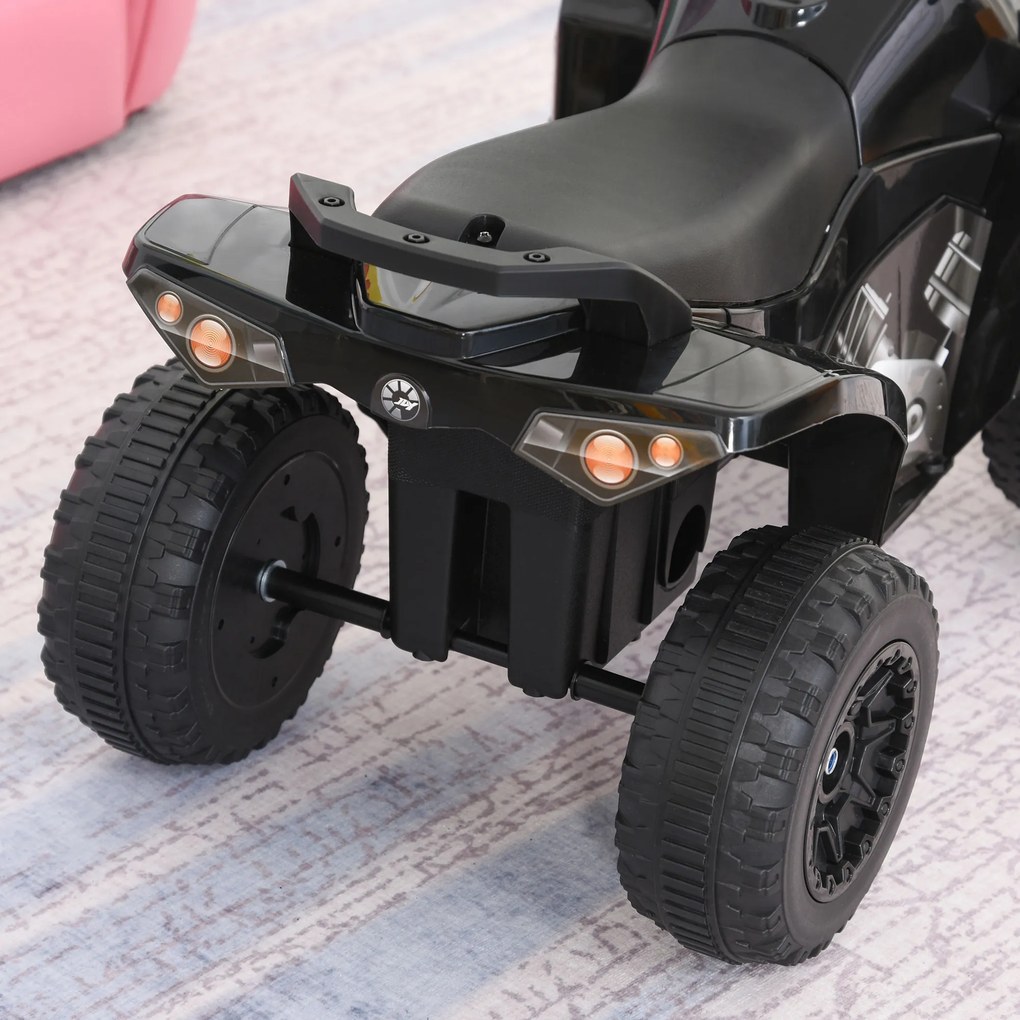HOMCOM Mini quad pentru copii 18-36 luni, fără pedale, cu muzică și mânere late, PP și metal, negru | Aosom Romania