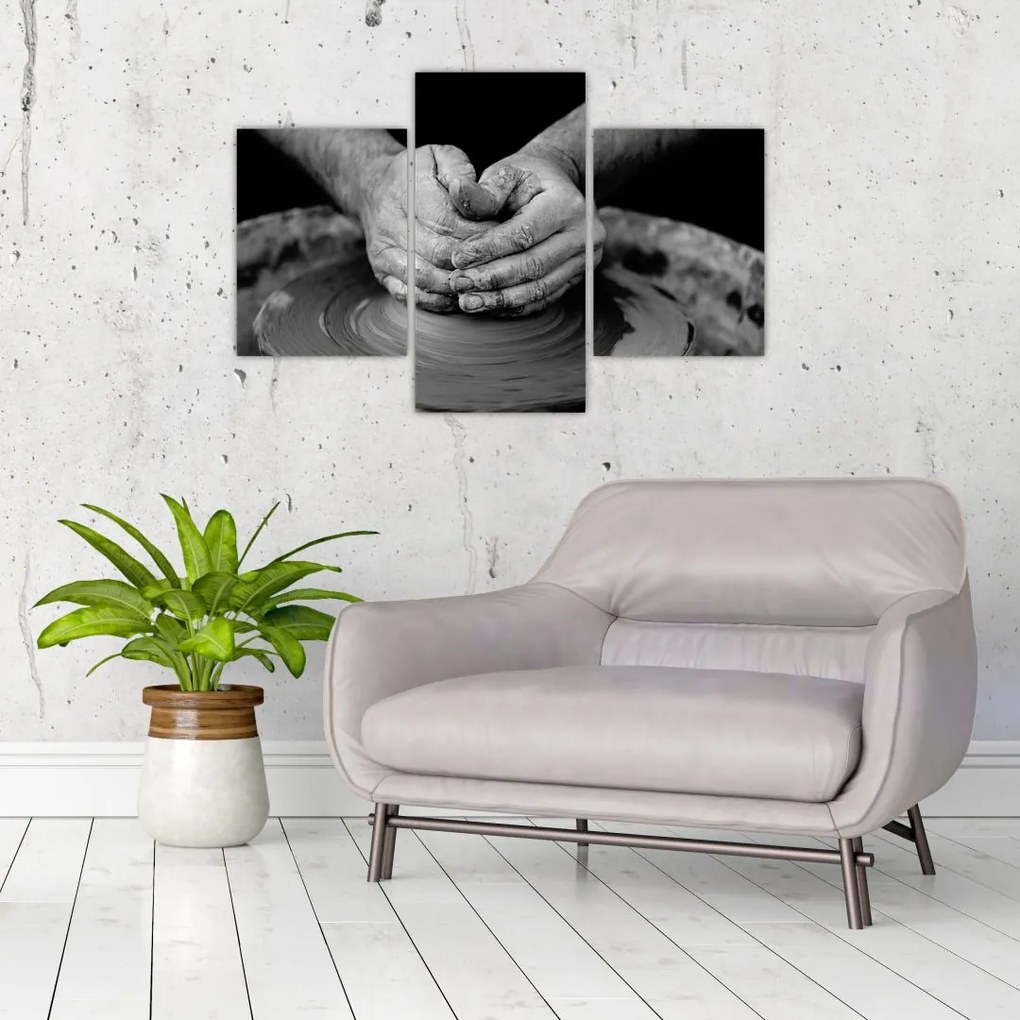 Tablou alb negru - producția de ceramică (90x60 cm)