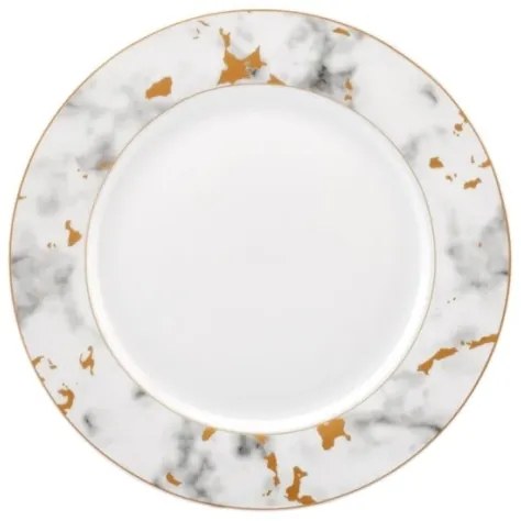 Set de masă 24 piese din porțelan, alb/gri