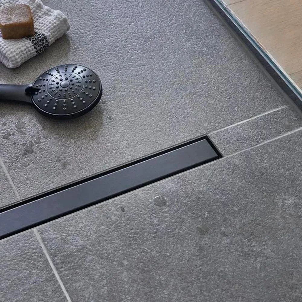 Set rigola dus plus capac Wirquin Venisio Slim Plus Black Touch finisaj negru 50 cm