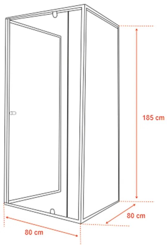 Flexi perete montat pătrat cabină de duș 80x80 cm fără tavă de duș negru