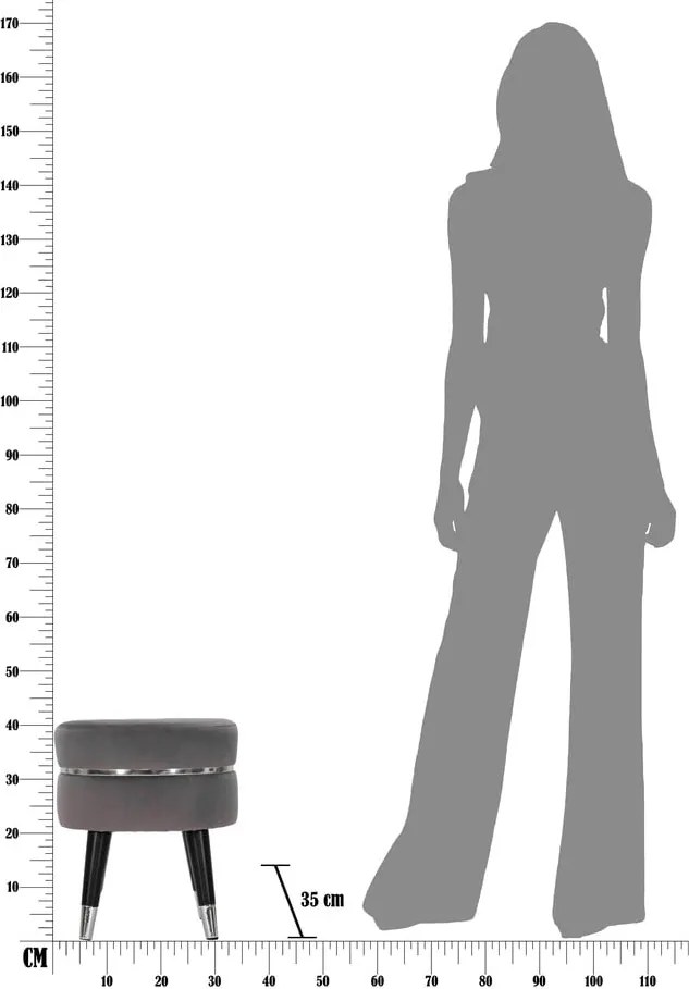 Taburet gri cu tapițerie din catifea Paris – Mauro Ferretti