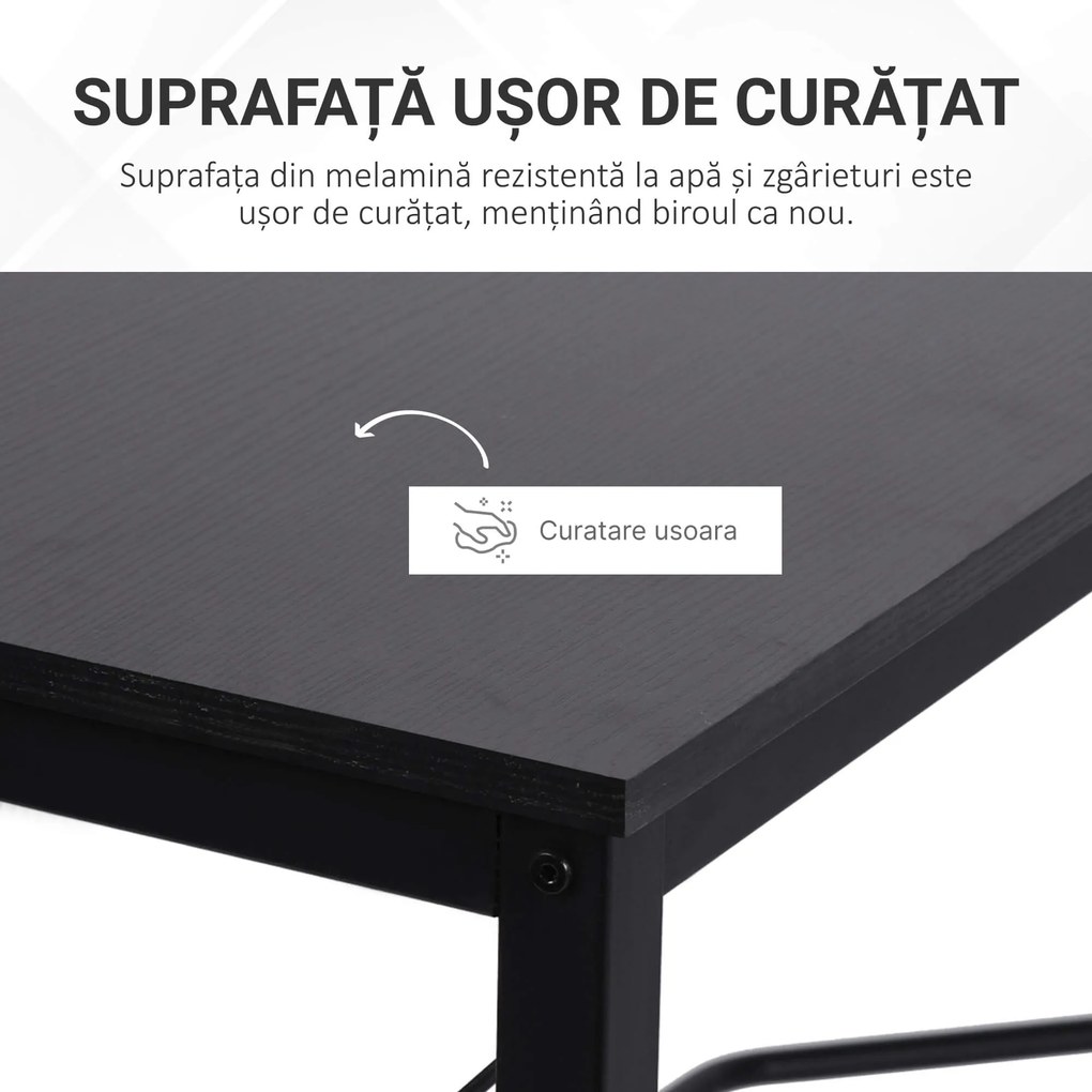 HOMCOM masa birou, forma de L, 150x150x76cm, neagra | Aosom Romania
