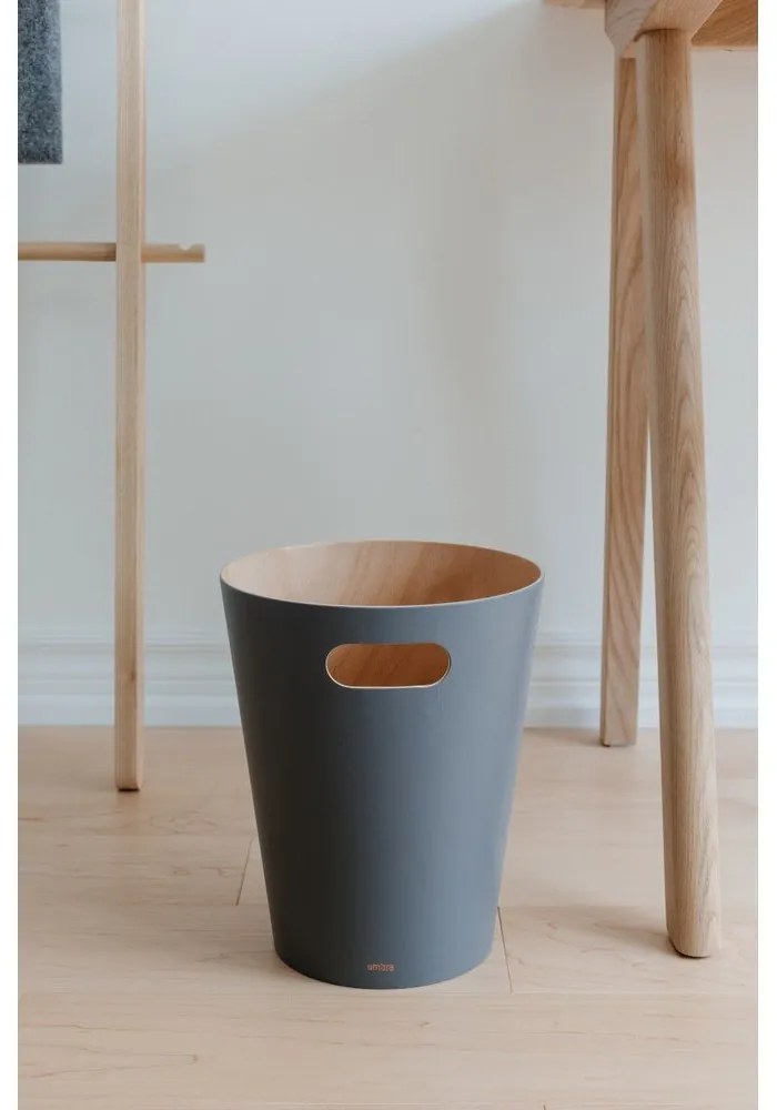 Coș de gunoi gri închis pentru birou 7,5 l Woodrow – Umbra
