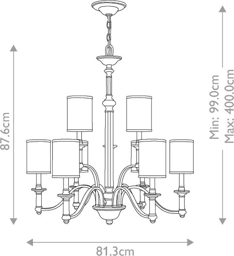 Hinkley HK-SUSSEX9 - Lustru suspendat cu lanț SUSSEX 9xE14/40W/230V, crom mat