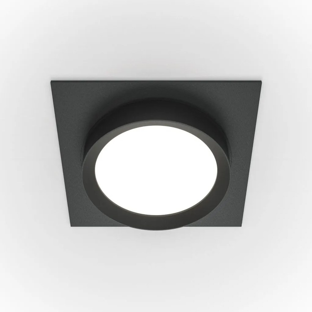 Spot incastrabil design tehnic Loop negru 11x11cm