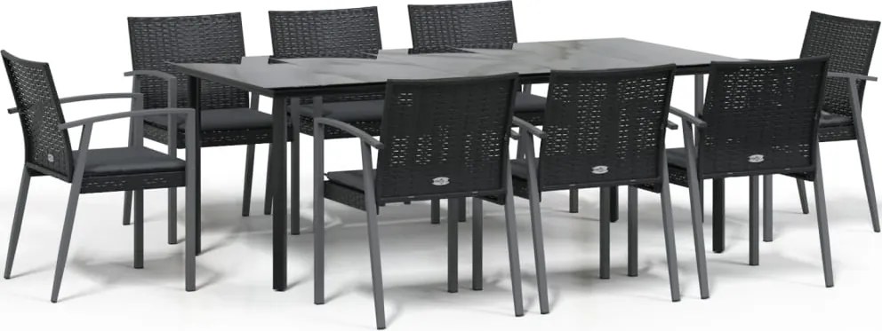 vidaXL Set mobilier de grădină cu perne, 9 piese, poliratan și oțel