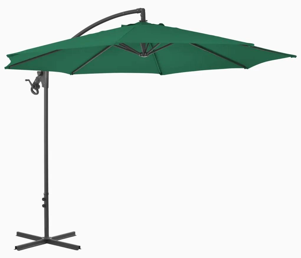 Umbrela suspendata cu stalp din otel, verde, 300 cm Lysegronn