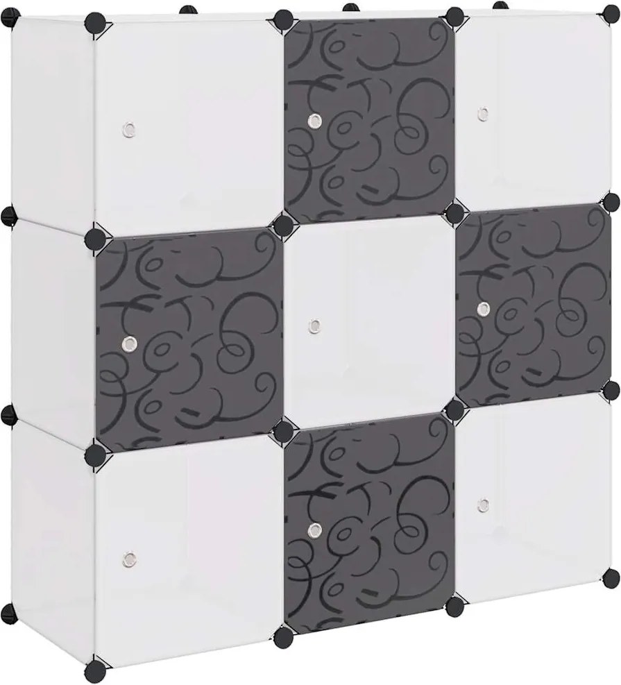 vidaXL Dulap de depozitare tip cub, cu 9 compartimente, negru și alb