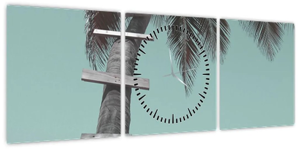 Tablou - Palma în Caraibe (cu ceas) (90x30 cm)