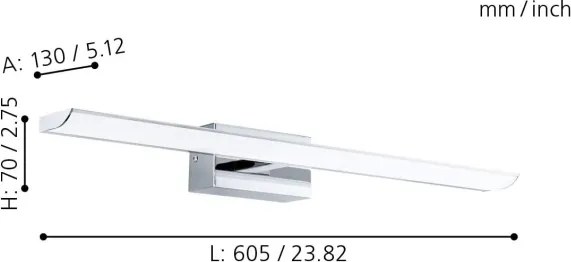 Aplică LED RGBW pentru baie Eglo 33767 TABIANO-C LED/15,6W/230V 60,5cm IP44 + telecomandă