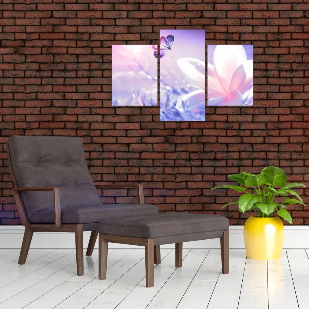 Tablou - Fluture lângă floare (90x60 cm)