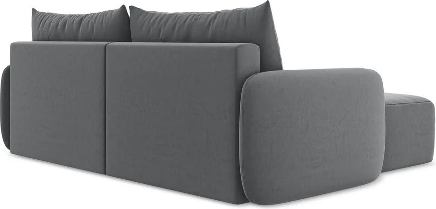 Colțar gri extensibil/cu spațiu de depozitare cu tapițerie din catifea (cu colț pe partea stângă/cu șezlong) Kalena – Makamii