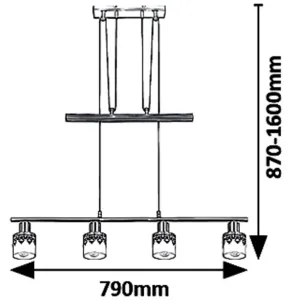 Rabalux 5345 - Lustră pe cablu LACEY 4xE14/40W/230V