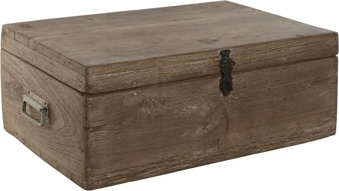 Cufăr decorativ din lemn masiv cu feronerie din metal negru, 46×31×31 cm, „Chest"